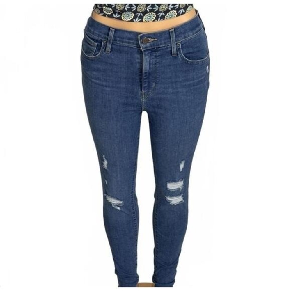 Levi 720 High Rise Women's Blue Super Skinny Distressed Jeans Size 28